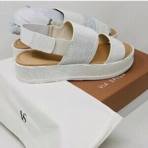 VIA SPIGA Gabuorey Blanc wide strap sandals Size 10